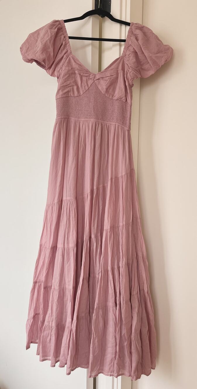 Free People Short Sleeve Sundrenched Maxi Dress Dawn Pink